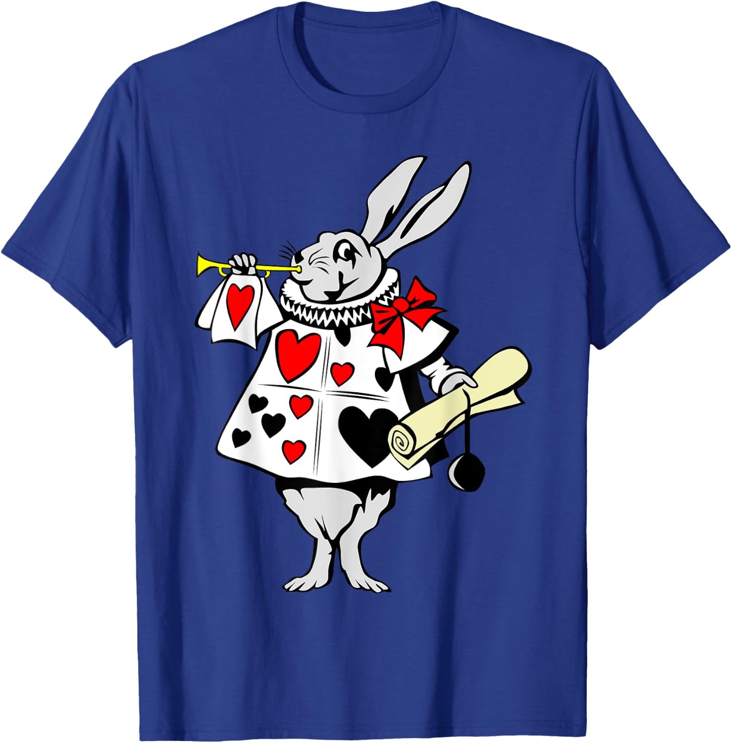 Alice in Wonderland Rabbit easter bunny playing music T-Shirt - T-Shirt | Royal