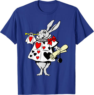 Alice in Wonderland Rabbit easter bunny playing music T-Shirt - T-Shirt | Royal