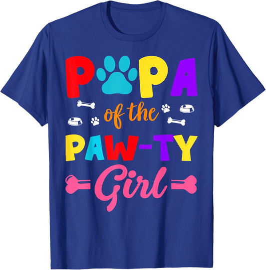 Papa Of The Paw-ty Girl Dog Family Matching Party T-Shirt - T-Shirt | Royal