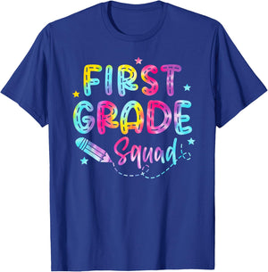 1st First Grade Squad Student Teacher Back To School Tie Dye T-Shirt - T-Shirt | Royal
