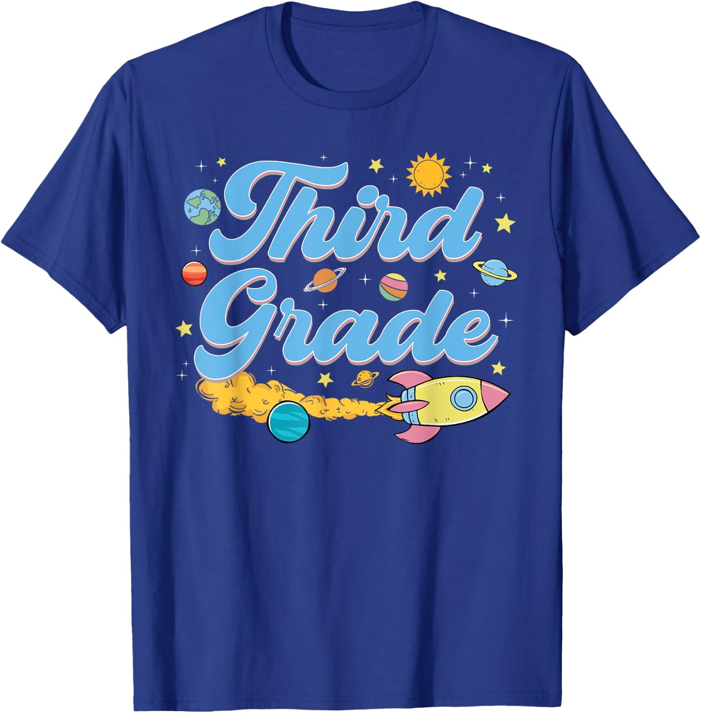 Third Grade Astronaut Planets Space Lover Back To School T-Shirt - T-Shirt | Royal
