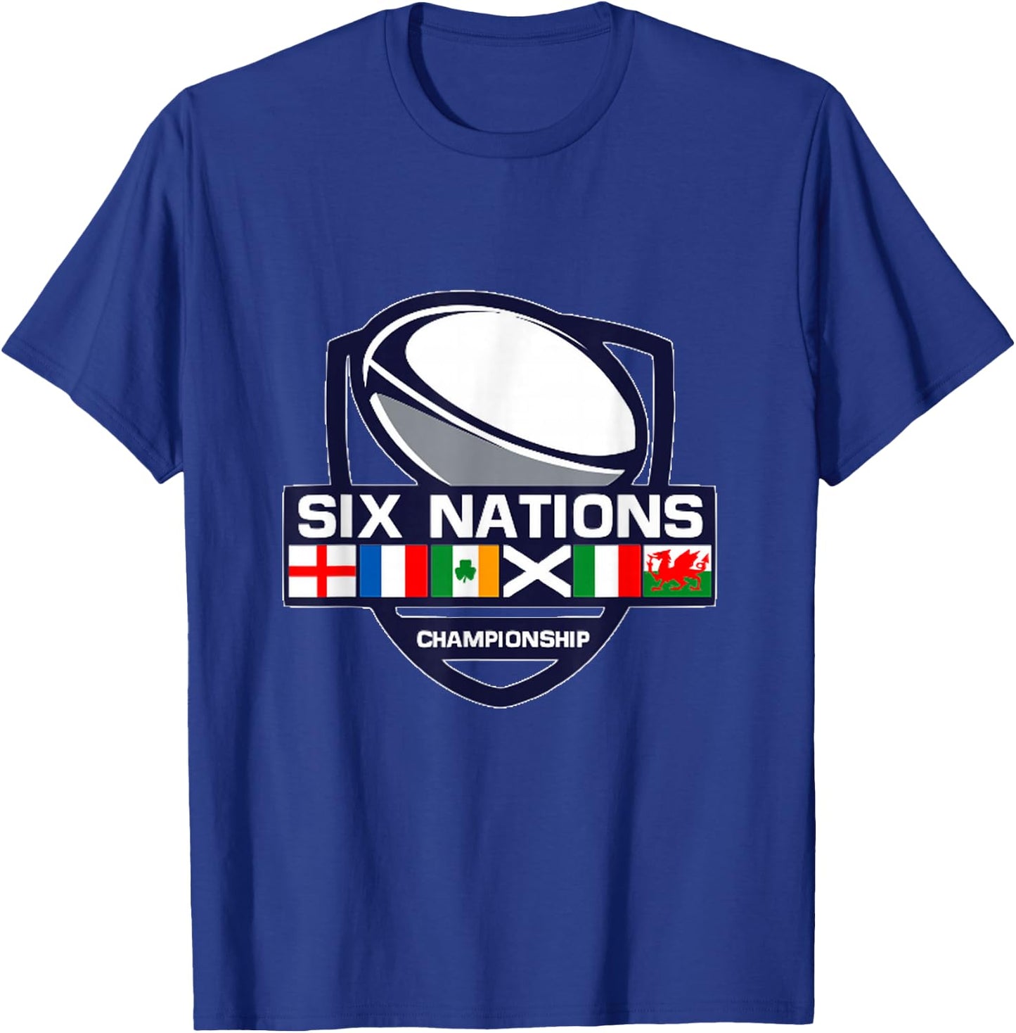 Rugby 6 Nations Apparel Six Nations , Men-Adults, , Short Sleeve, Black, Small, Cotton 65%, Polyester 35% T-Shirt - T-Shirt | Royal