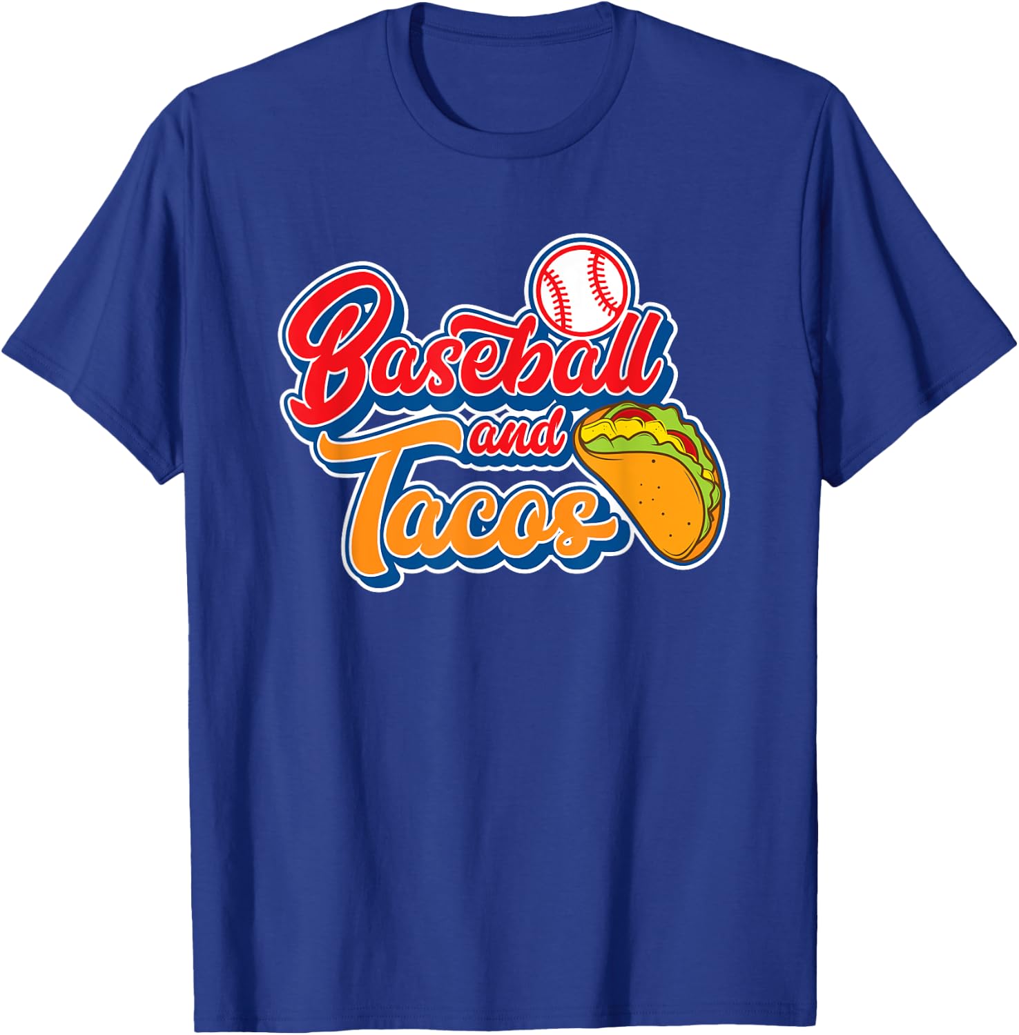 Funny Baseball and Tacos Mexican Food Men Women Boys Girls T-Shirt - T-Shirt | Royal