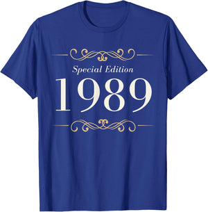 Year Of Birth 1989 Birthday Design Vintage Born In 1989 T-Shirt - T-Shirt | Royal