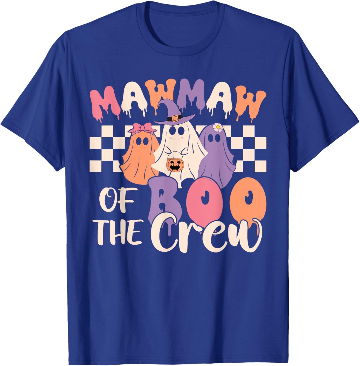 Mawmaw Of The Boo Crew Retro Ghost Spooky Halloween Family T-Shirt - T-Shirt | Royal