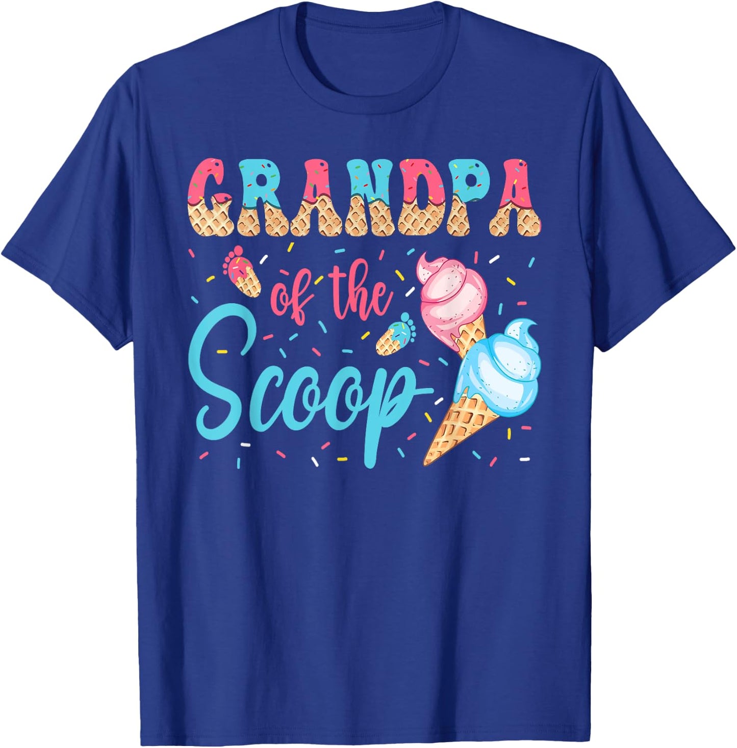 Grandpa Of The Scoop Ice Cream Gender Reveal Baby Shower T-Shirt - T-Shirt | Royal