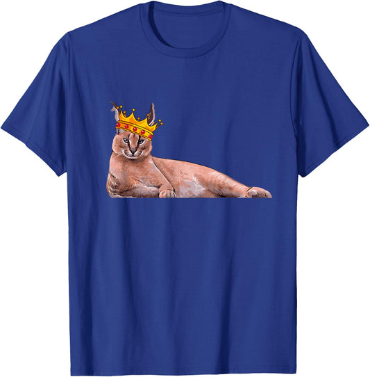 Big Floppa Crown Meme Caracal Cat Women Girls Kids T-Shirt - T-Shirt | Royal