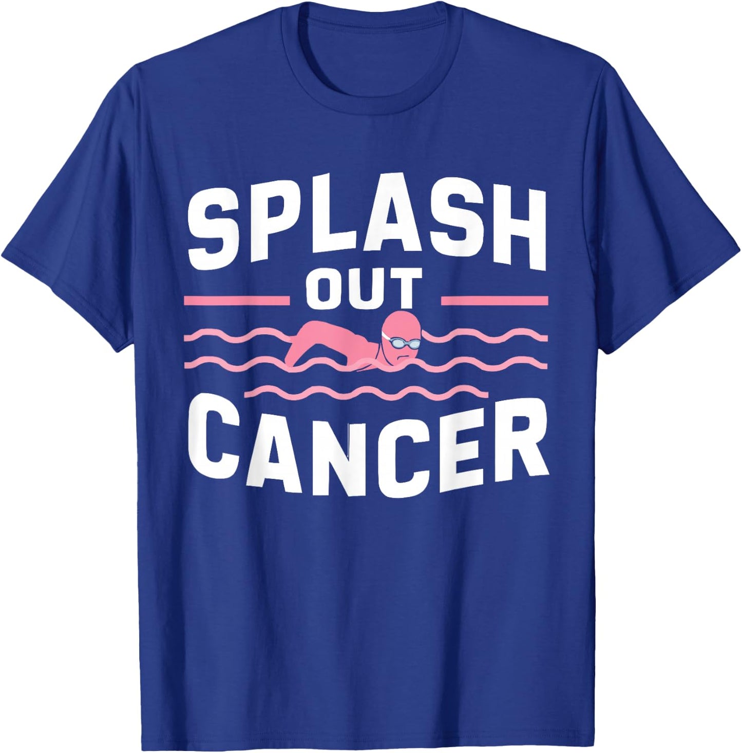 Swimming Breast Cancer Awareness Month Pink Ribbon T-Shirt - T-Shirt | Royal