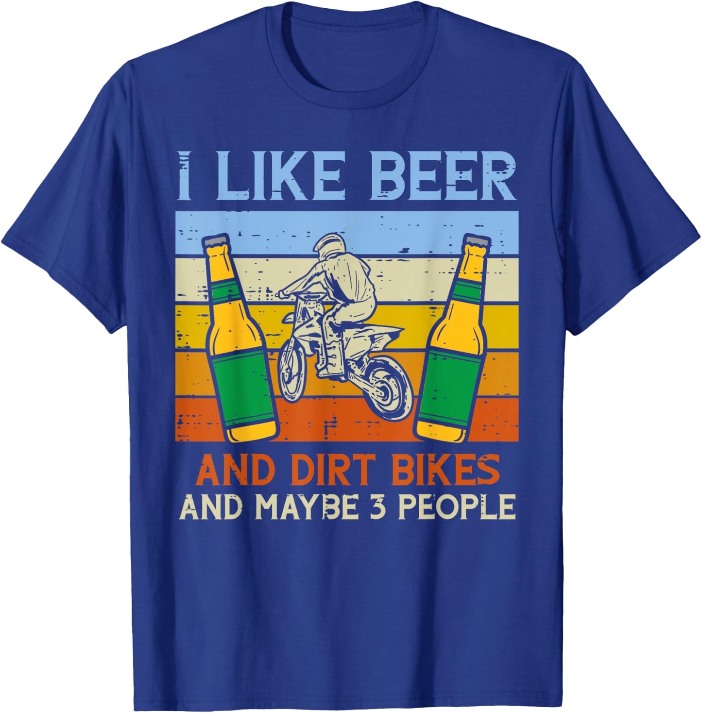 Beer Dirt Bikes 3 People Funny Motocross Biker Men Women T-Shirt - T-Shirt | Royal