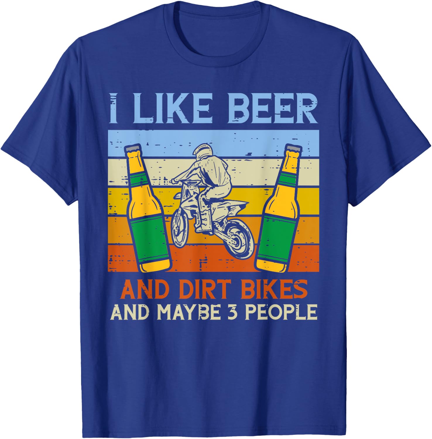 Beer Dirt Bikes 3 People Funny Motocross Biker Men Women T-Shirt - T-Shirt | Royal