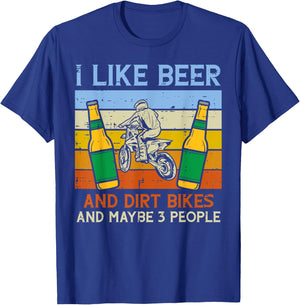 Beer Dirt Bikes 3 People Funny Motocross Biker Men Women T-Shirt - T-Shirt | Royal