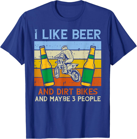 Beer Dirt Bikes 3 People Funny Motocross Biker Men Women T-Shirt - T-Shirt | Royal