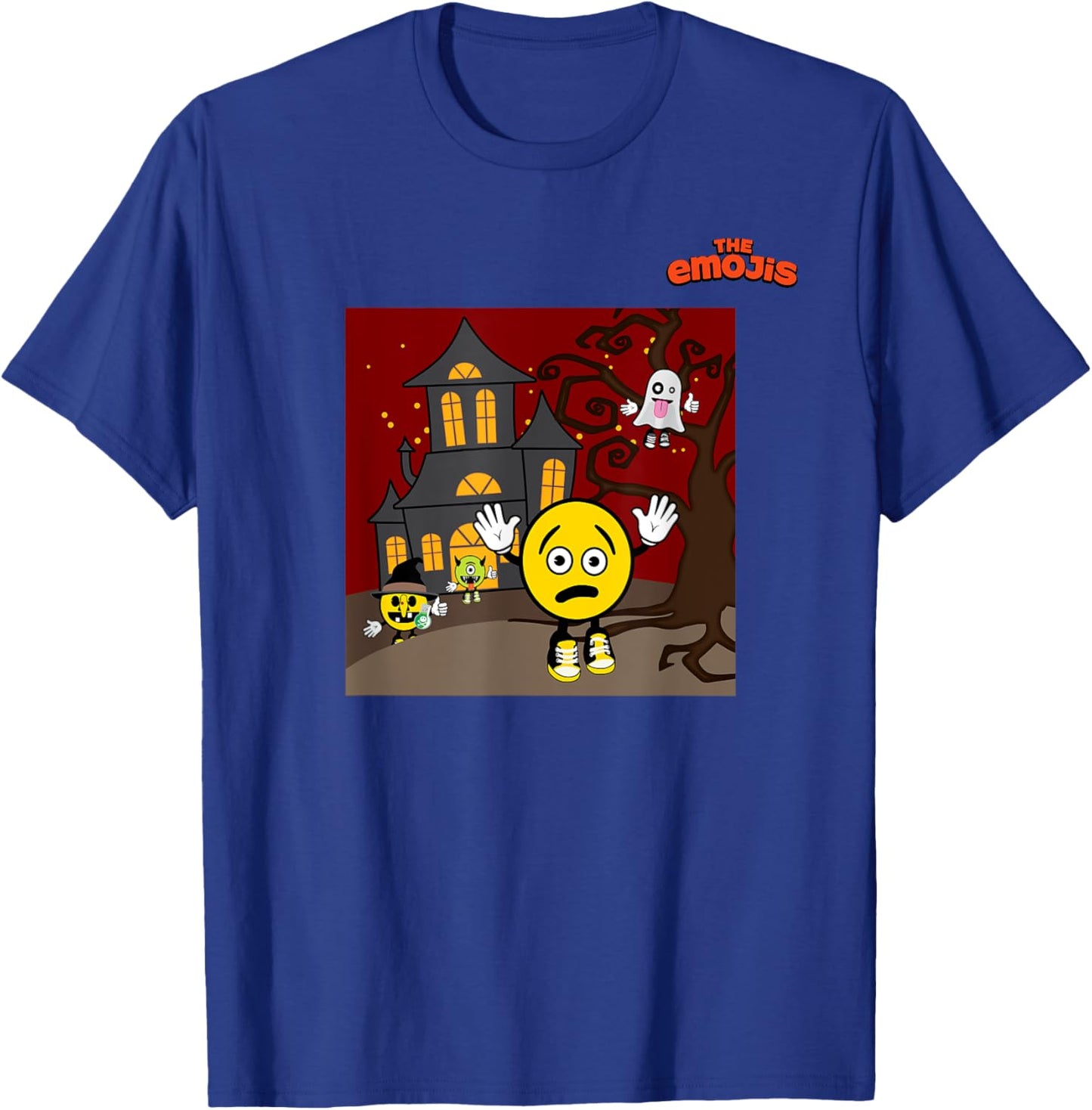 Emoji Haunted House Phantom Witch Scared Face T-Shirt - T-Shirt | Royal