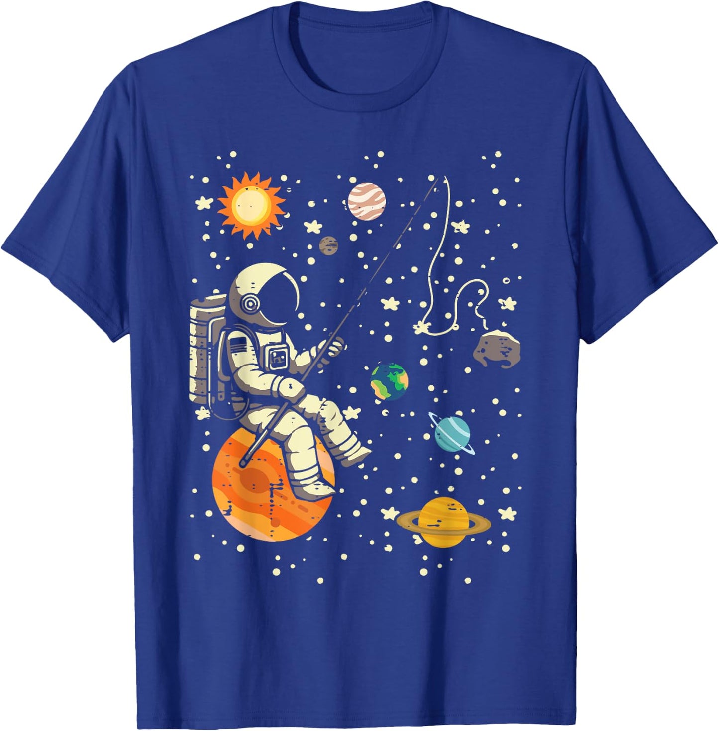 Astronaut Fishing Planets Space Galaxy Men Boys Kids Women T-Shirt - T-Shirt | Royal