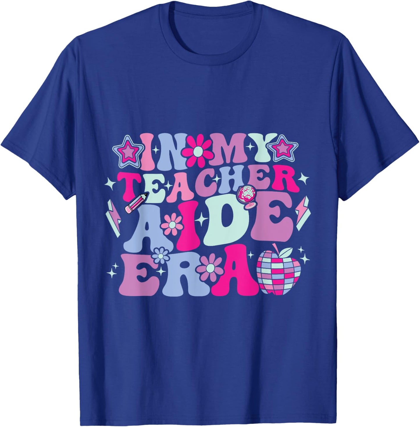 In My Teacher Aide Era Groovy Back To School T-Shirt - T-Shirt | Royal