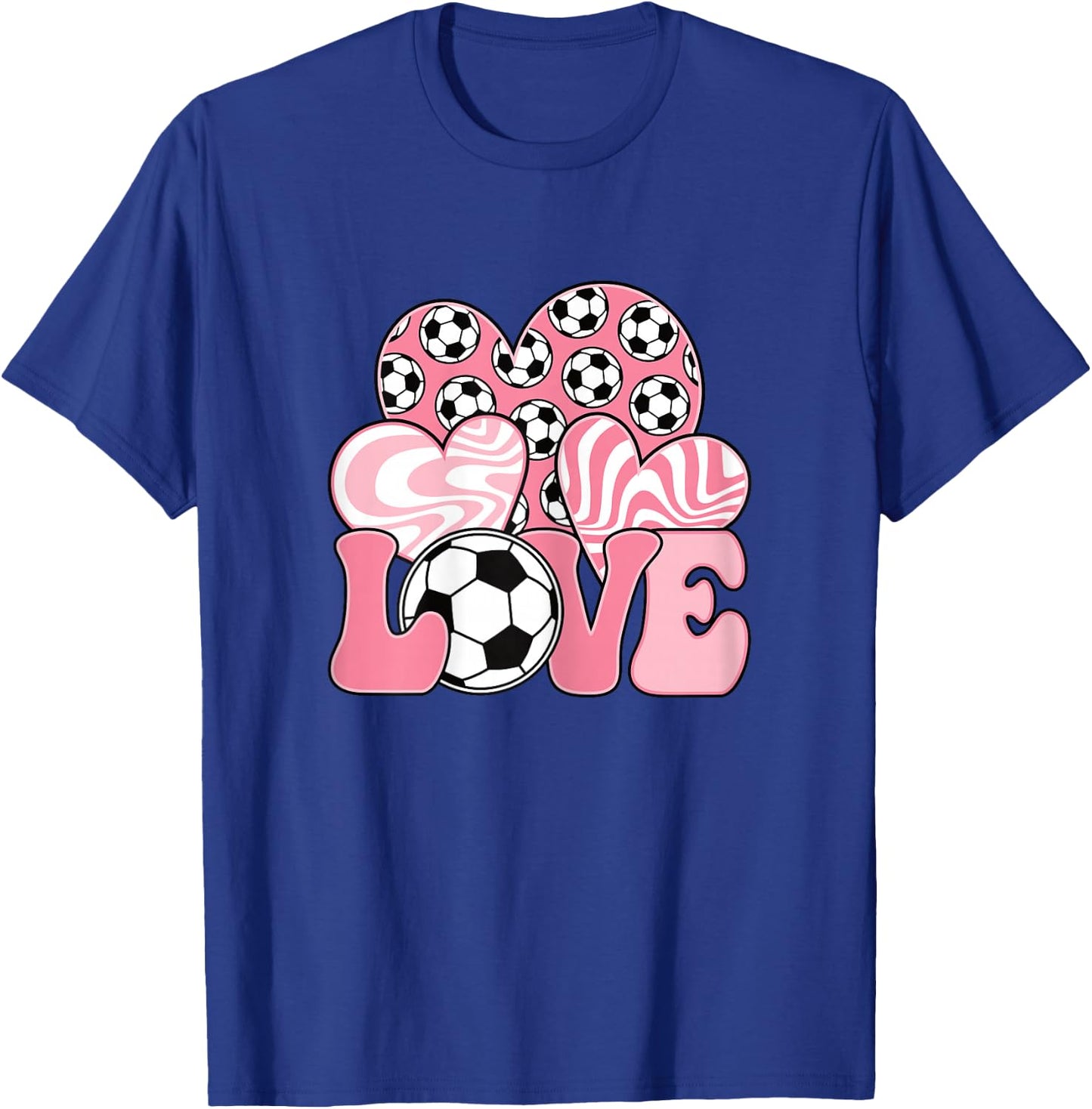 Love Soccer Cute Pink Soccer Lover Women Girls Kids T-Shirt - T-Shirt | Royal