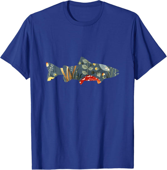 Trout Fish Silhouette Aesthetic Cottagecore T-Shirt - T-Shirt | Royal