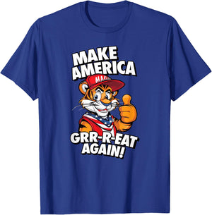 MAKE AMERICA GRR-R-EAT AGAIN Trump Tiger cereal parody 2024 T-Shirt - T-Shirt | Royal