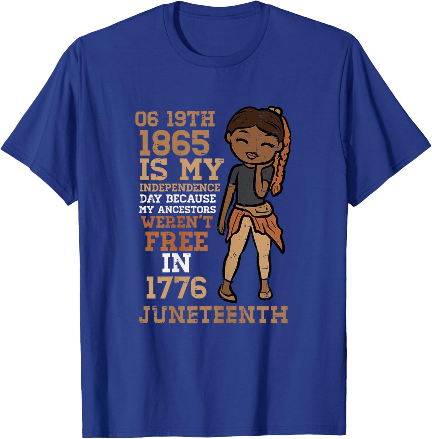 1865 My Independence Day Juneteenth Black Girl Women Kids T-Shirt - T-Shirt | Royal