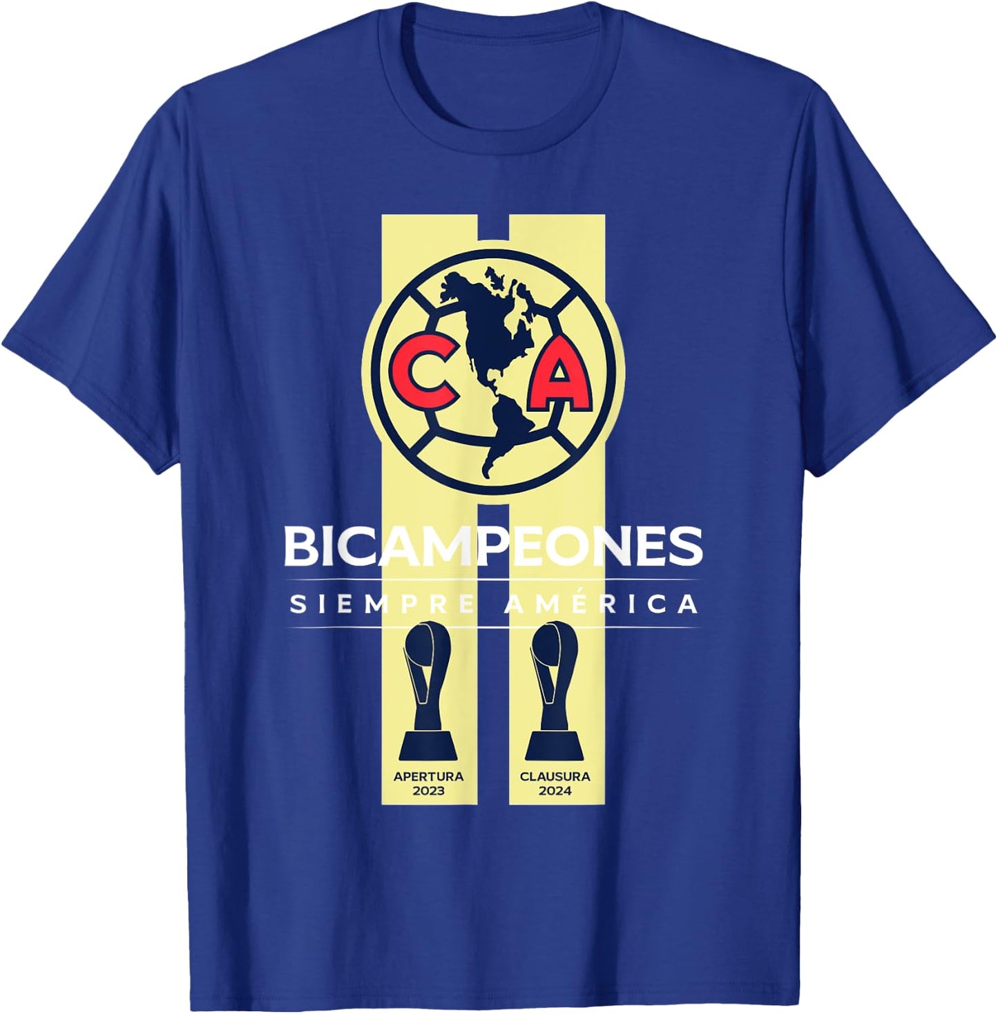 Club America Bicampeon Torneo Apertura 2023 - Clausura 2024 T-Shirt - T-Shirt | Royal