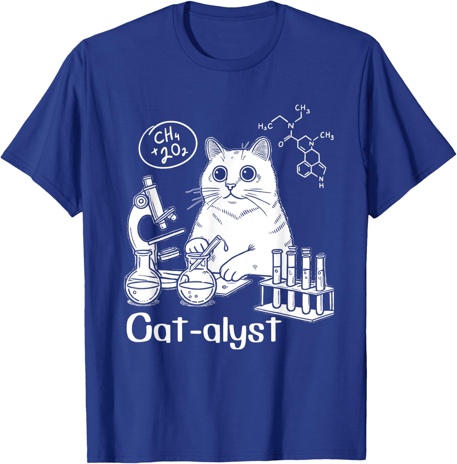 Funny Cat-alyst Science Meme Cat Scientist Nerd Cat Lover T-Shirt - T-Shirt | Royal