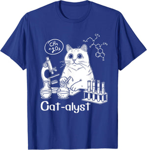 Funny Cat-alyst Science Meme Cat Scientist Nerd Cat Lover T-Shirt - T-Shirt | Royal