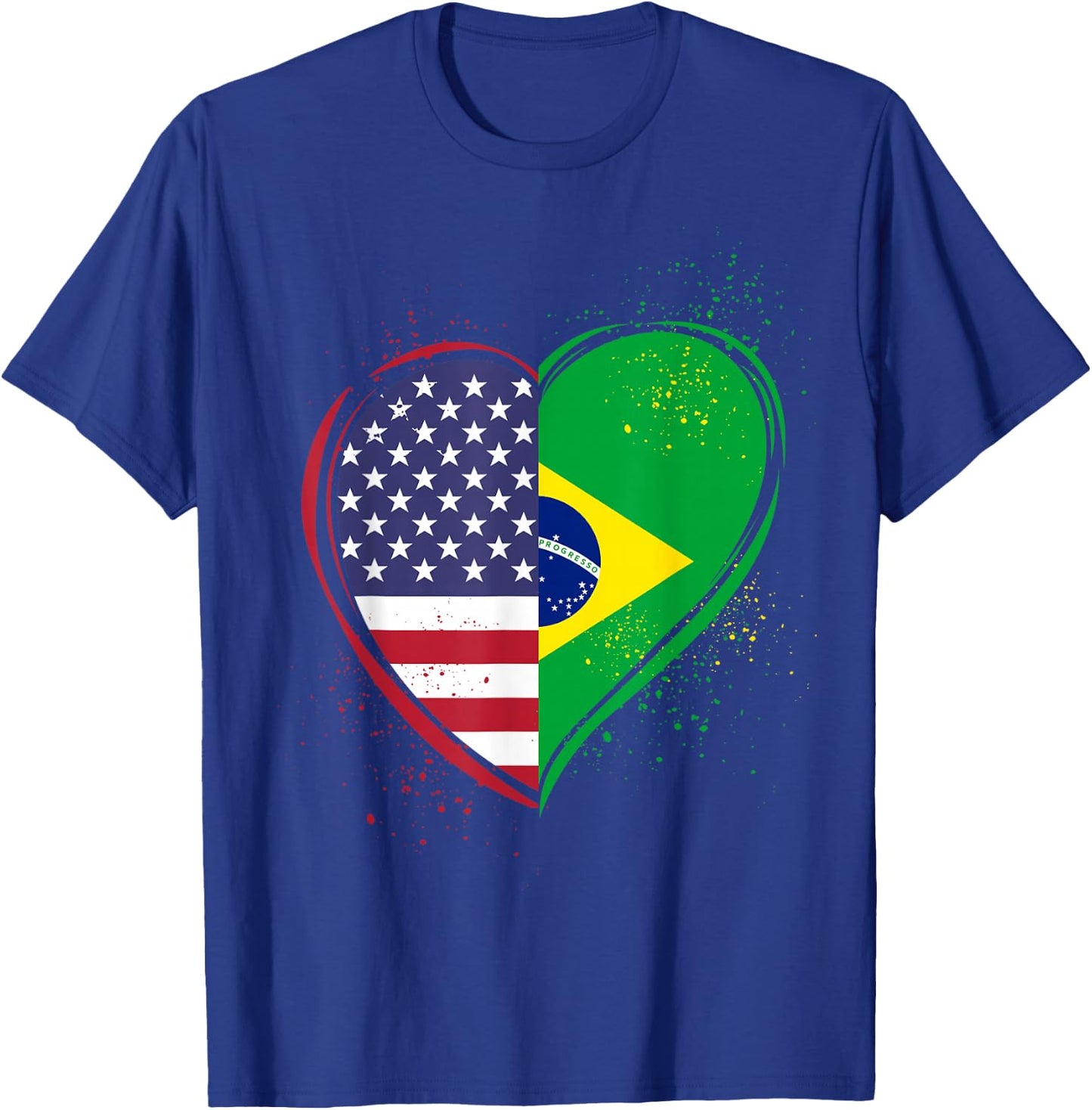 Half Brazilian Half American USA Brazil Culture Patriot Flag T-Shirt - T-Shirt | Royal
