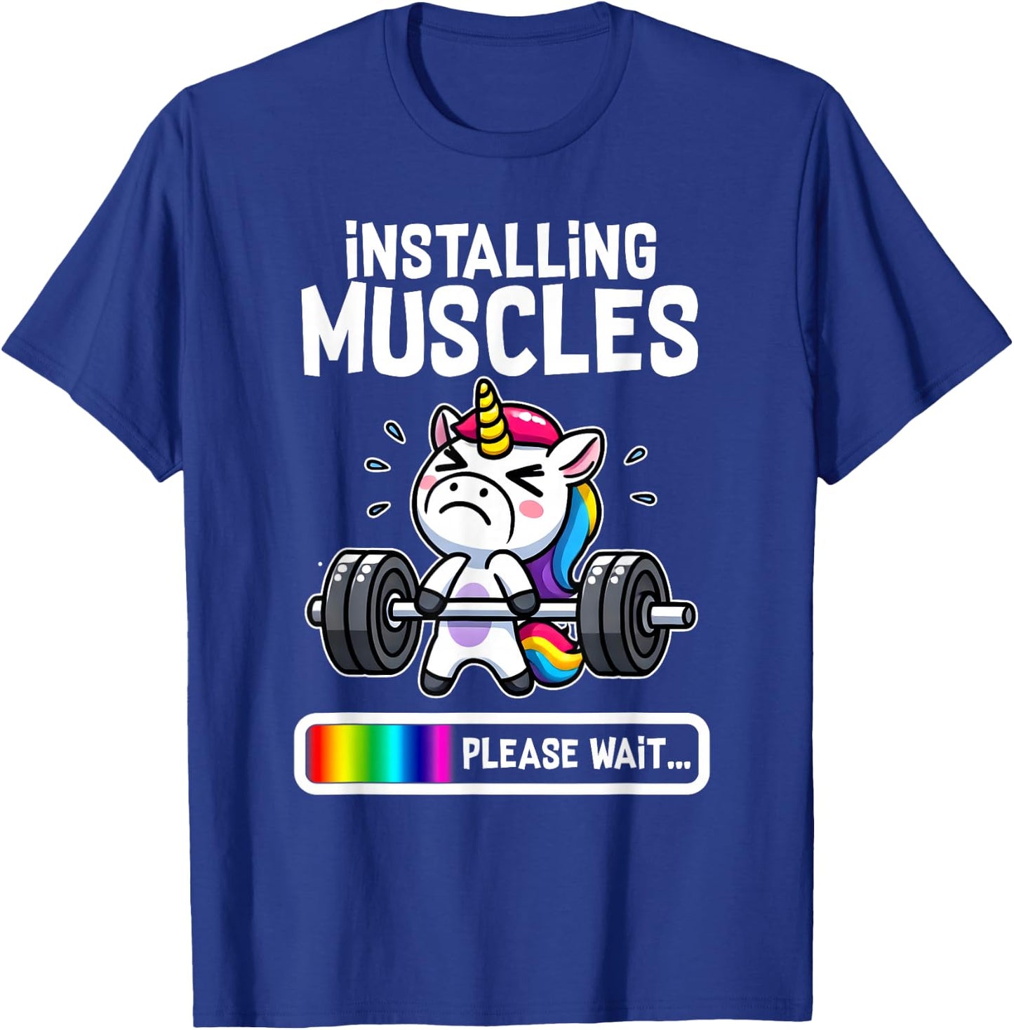 Funny Cute Unicorn Workout Gym Fitness Weightlifting Gift T-Shirt - T-Shirt | Royal