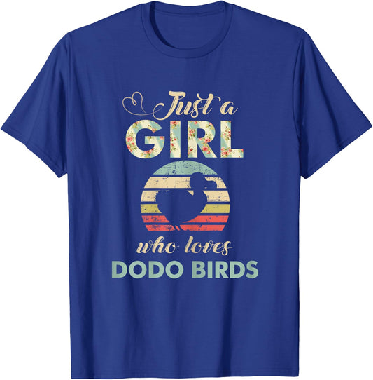 Just A Girl Who Loves Dodo Birds Retro Vintage Dodo Bird T-Shirt - T-Shirt | Royal