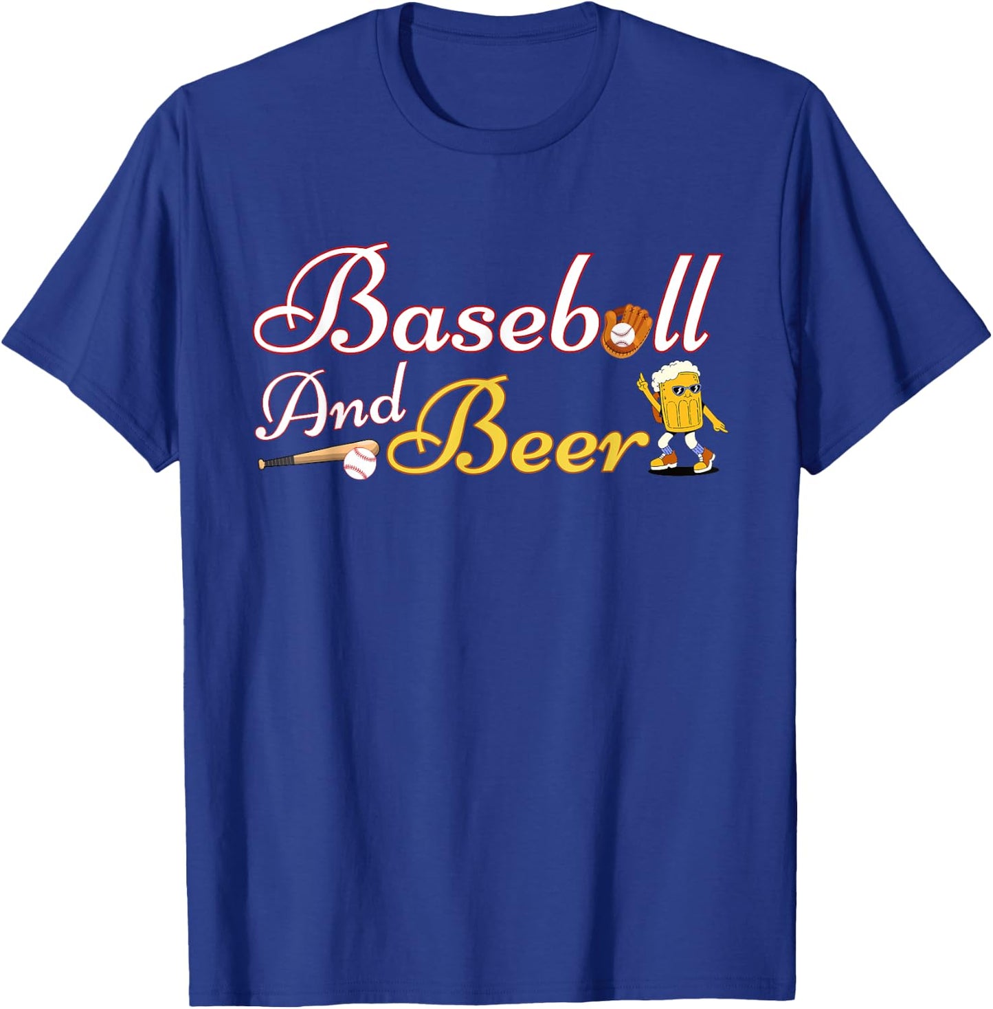 Retro Funny Drinking Vintage Baseball and Beer Apparel Lover T-Shirt - T-Shirt | Royal