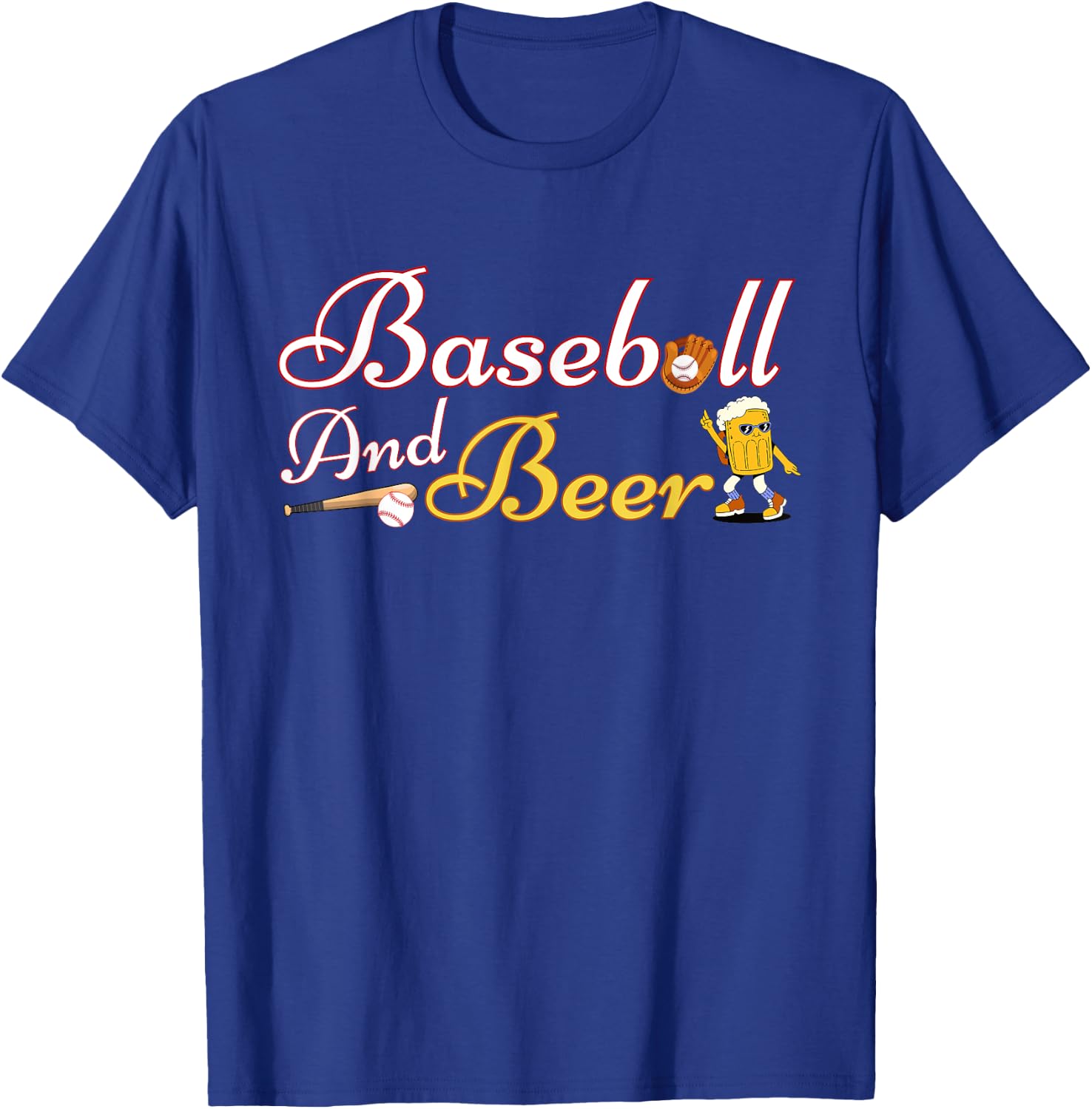 Retro Funny Drinking Vintage Baseball and Beer Apparel Lover T-Shirt - T-Shirt | Royal