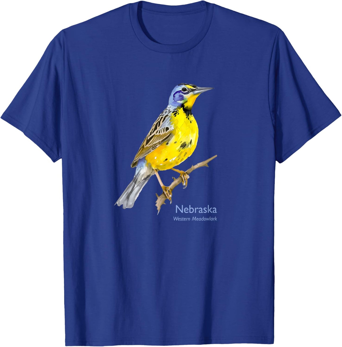 Nebraska Bird Western Meadowlark Birdwatching Birder T-Shirt - T-Shirt | Royal