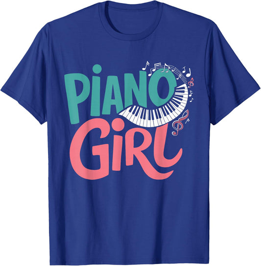 Piano Girl Pianist Music , Small, Black T-Shirt - T-Shirt | Royal