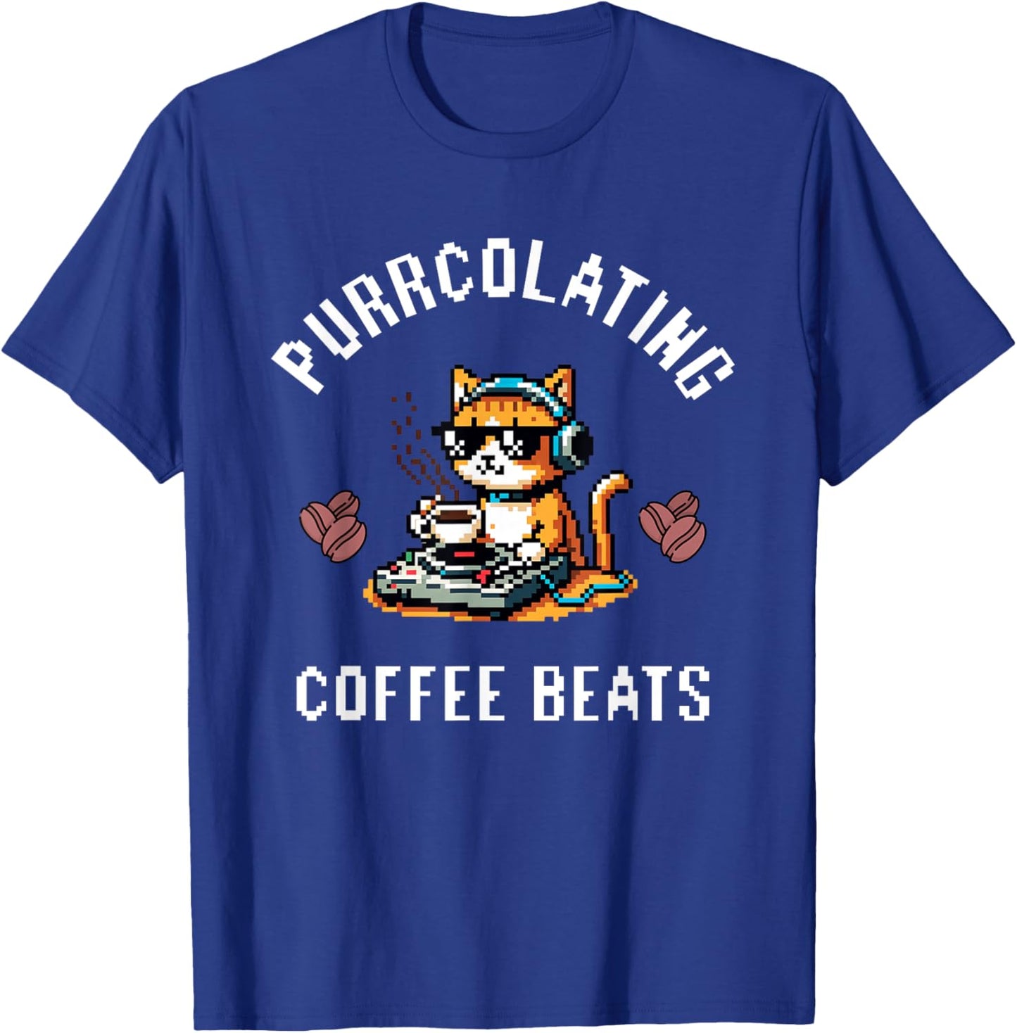 Groovy Cat Beats Coffee DJ Vibes Perfect Gifts Music Lovers Women Kids T-Shirt - T-Shirt | Royal