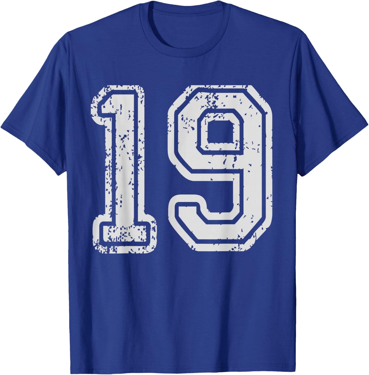 Team Jersey Uniforms Number 19 School Sports 19th Birthday T-Shirt - T-Shirt | Royal
