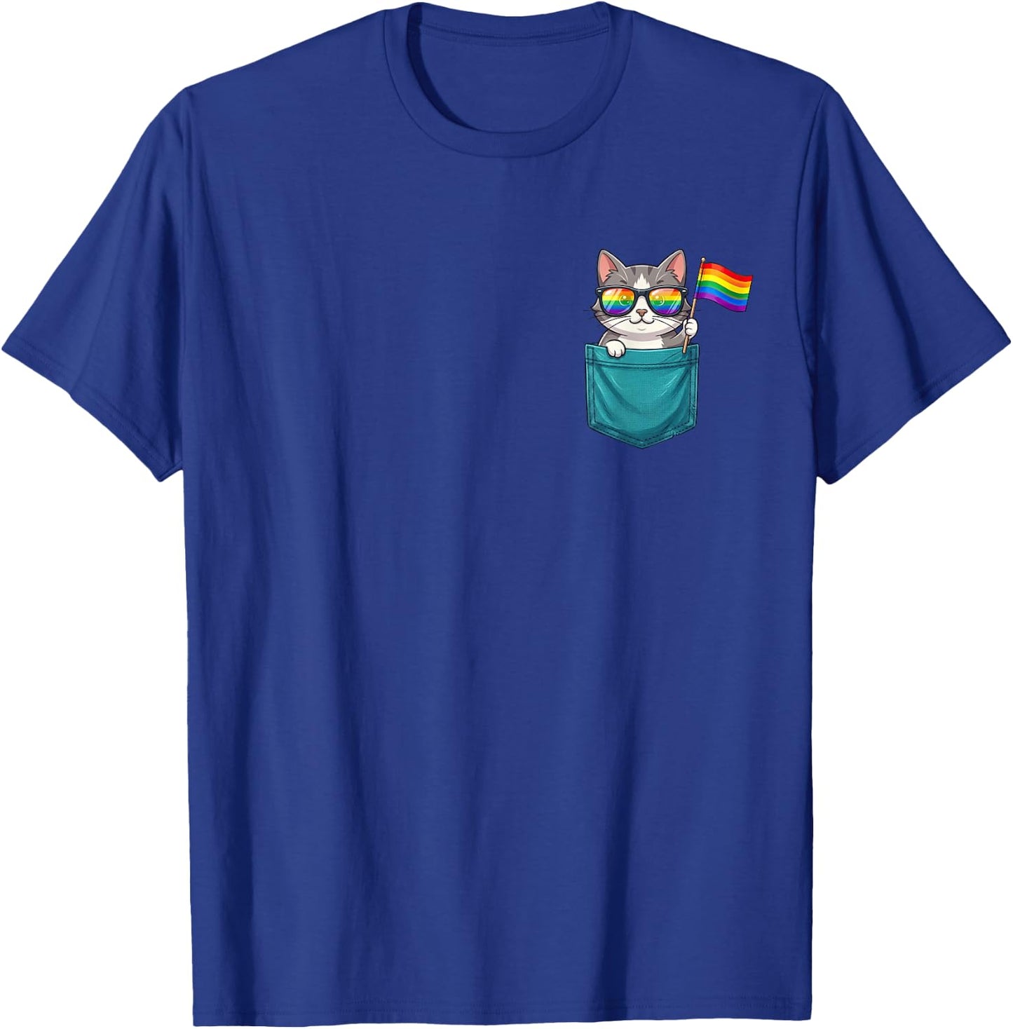 Gay Cat in The Pocket Rainbow Flag LGBTQ Pride Month Purride T-Shirt - T-Shirt | Royal