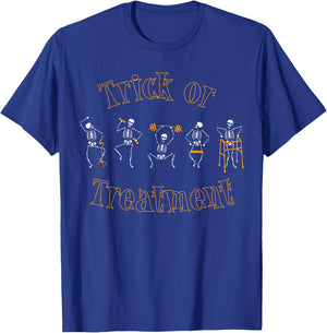Trick Or Treatment Physical Therapy Skeleton Halloween PT T-Shirt - T-Shirt | Royal
