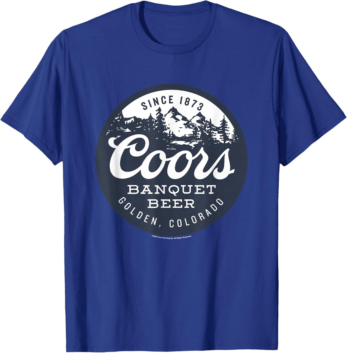 Coors Banquet Golden Colorado Circle Mountain Badge T-Shirt - T-Shirt | Royal