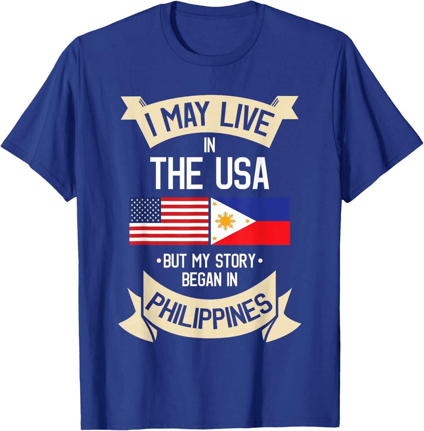 Philippines American Flag USA Filipino Roots Gifts T-Shirt - T-Shirt | Royal