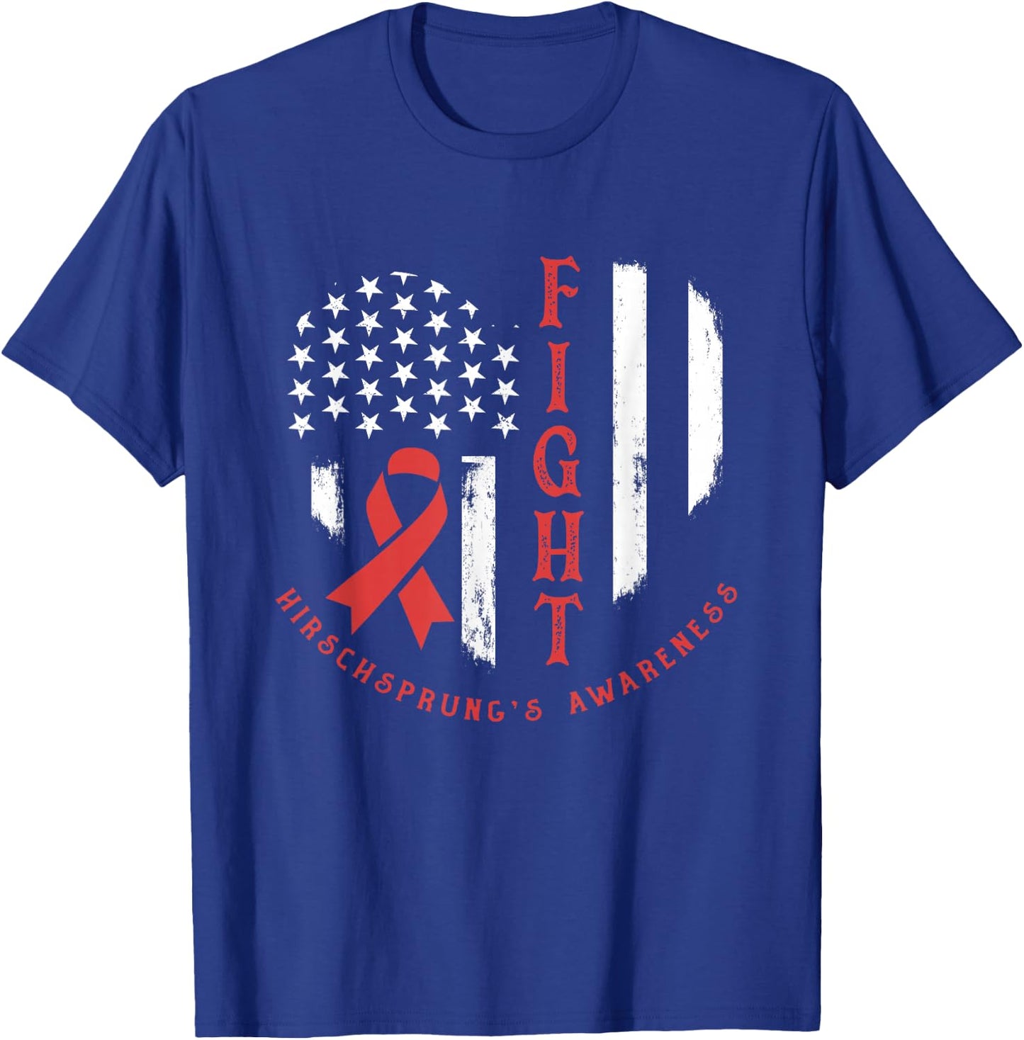 Patriotic US Flag American Hirschsprung's Disease Awareness T-Shirt - T-Shirt | Royal