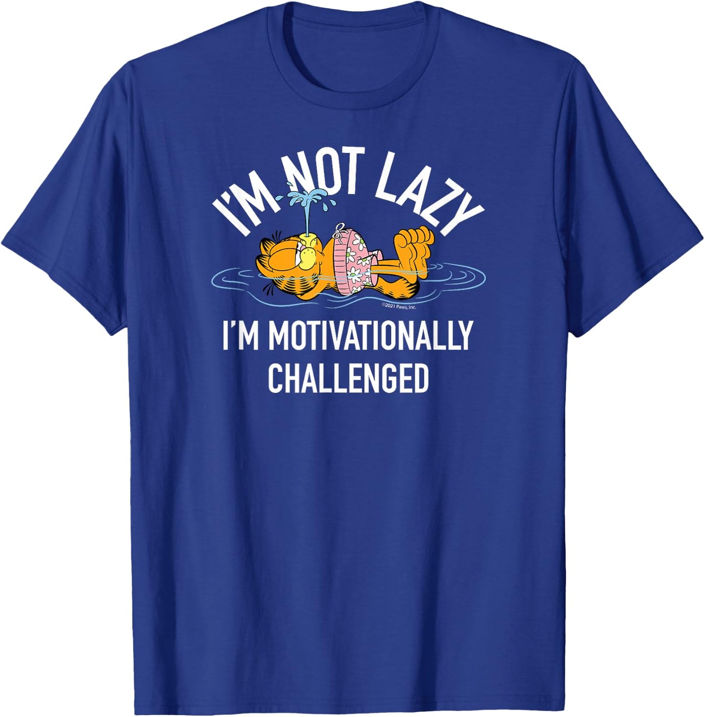 Garfield - I'm Not Lazy I'm Motivationally Challenged T-Shirt - T-Shirt | Royal