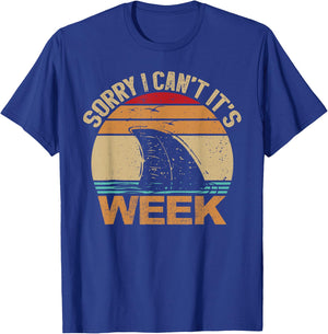 Sorry I Can't It's Week Funny Vintage Shark lovers T-Shirt - T-Shirt | Royal