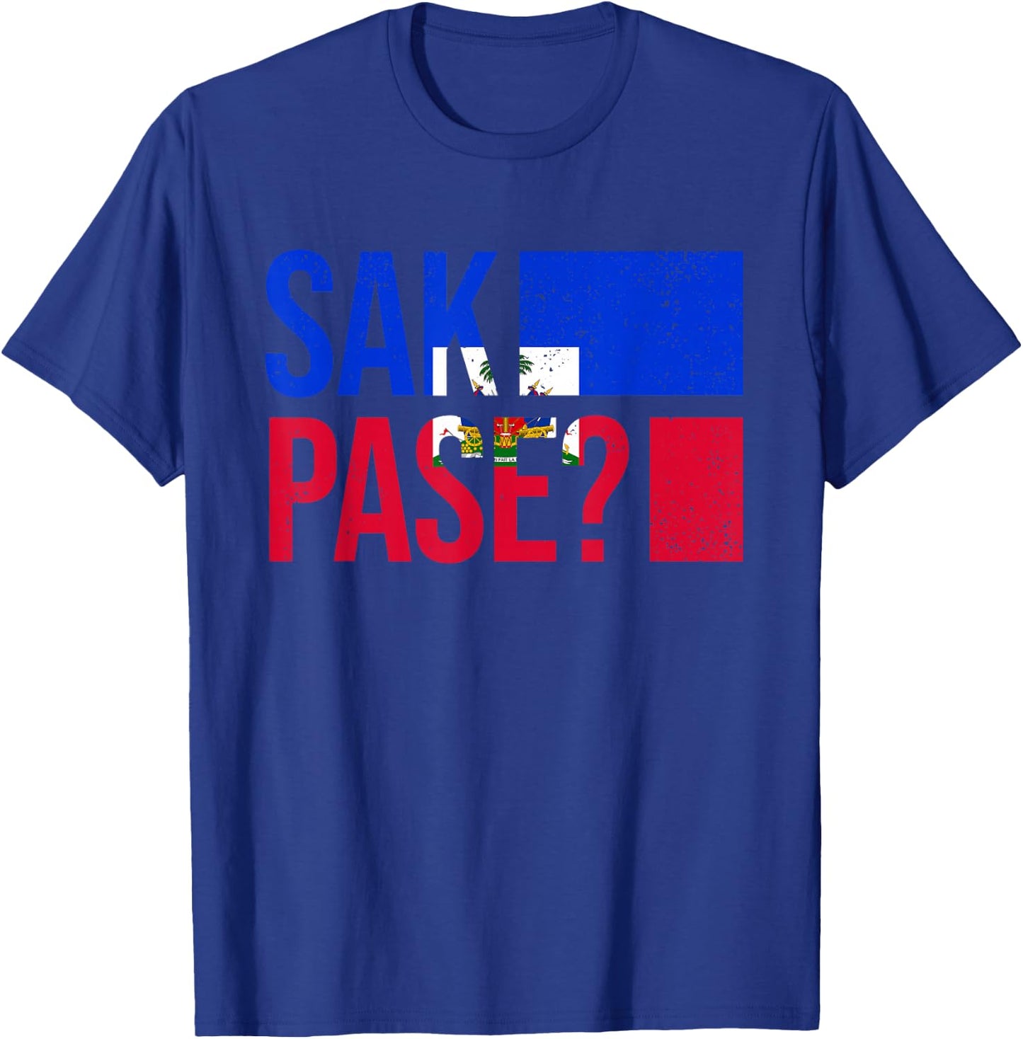Haitian Flag Day Retro Creole Pride Haiti Flag Sak Pase T-Shirt - T-Shirt | Royal