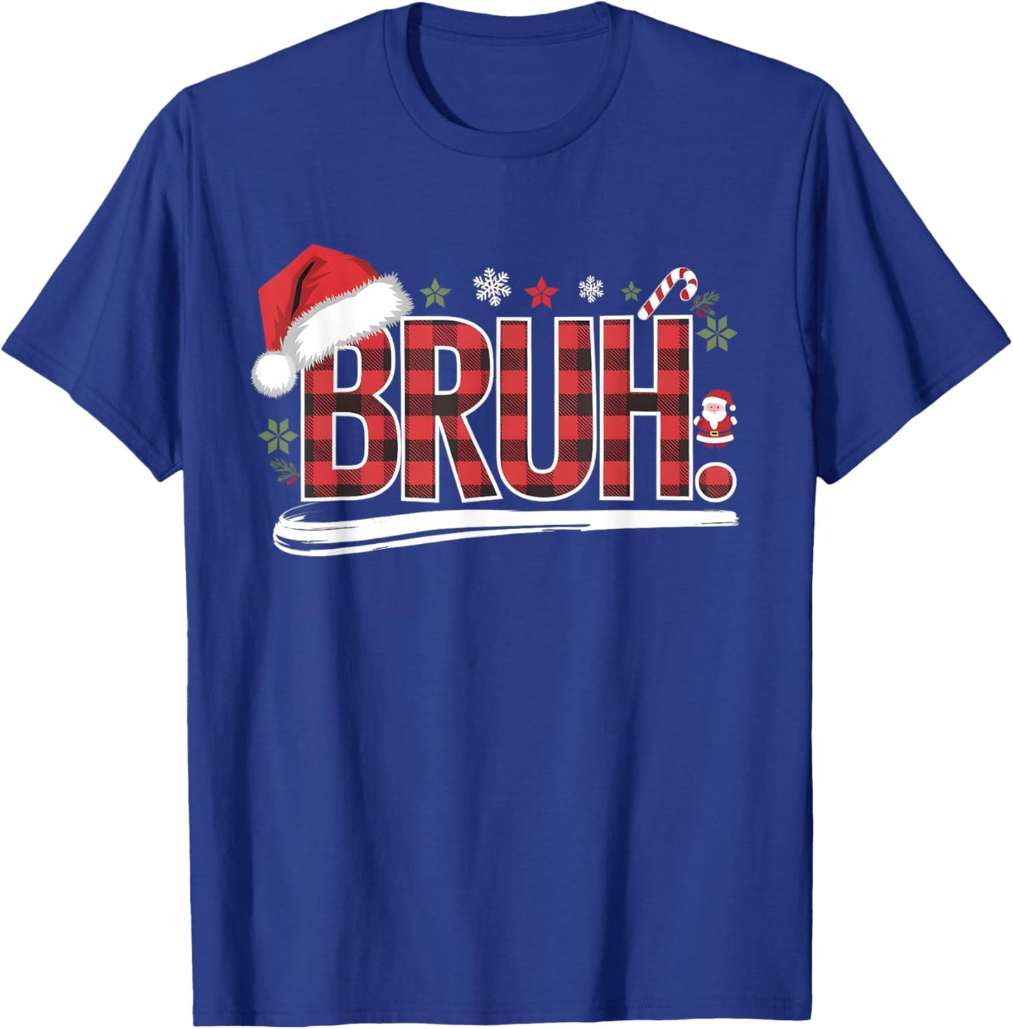Bruh Christmas Plaid Gifts For Teens Boys Kids Xmas Pajamas T-Shirt - T-Shirt | Royal