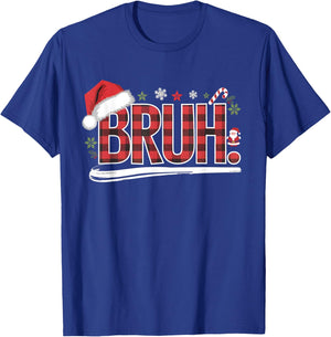 Bruh Christmas Plaid Gifts For Teens Boys Kids Xmas Pajamas T-Shirt - T-Shirt | Royal