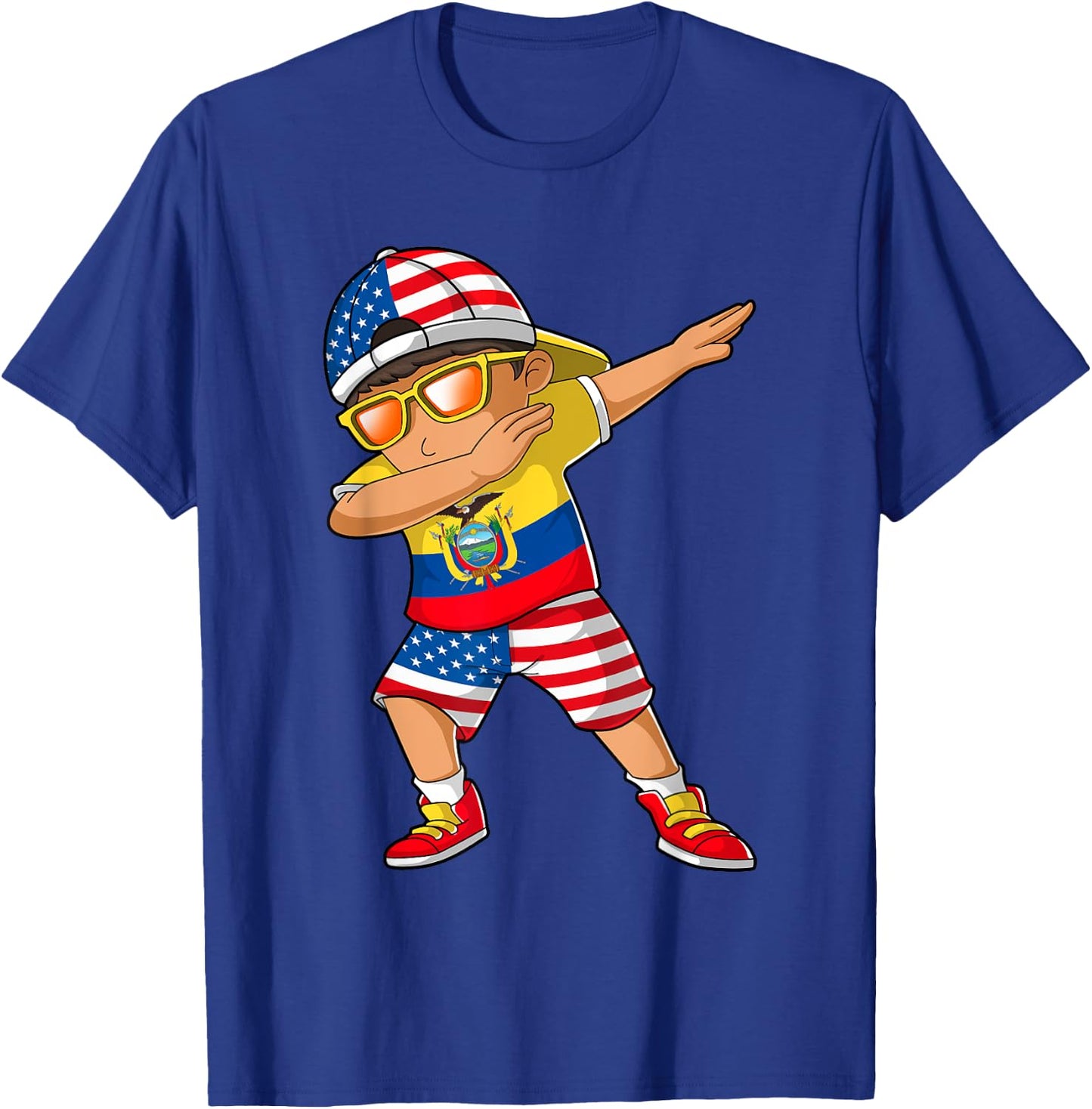 Half American Half Ecuadorian Boy Kid Ecuador Flag Patriotic T-Shirt - T-Shirt | Royal