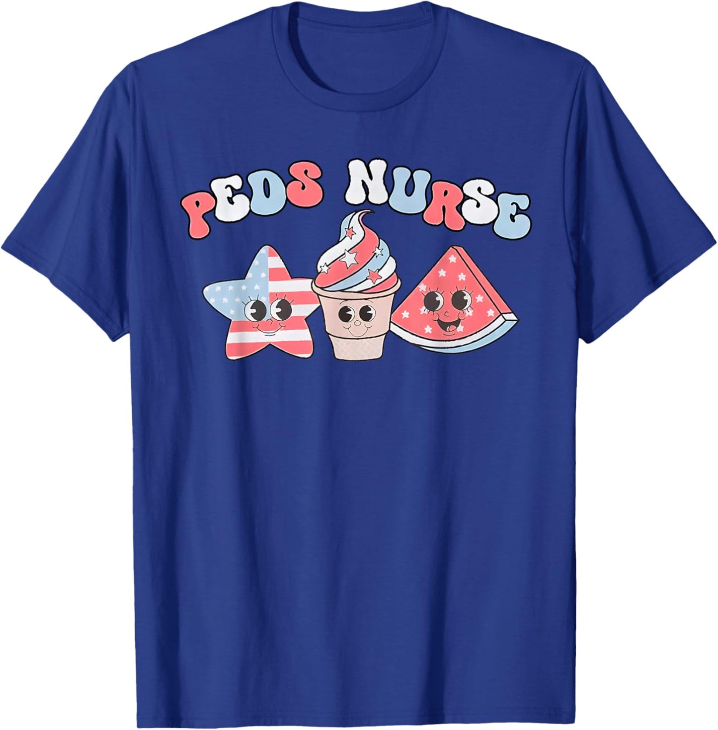 Retro Peds Crew 4th Of July Peds Pediatric Nurse T-Shirt - T-Shirt | Royal