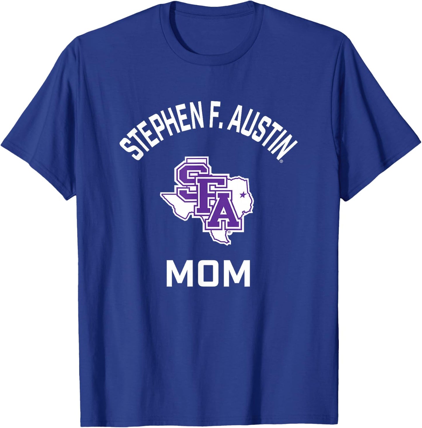 Stephen F. Austin State Lumberjacks Arched Mom T-Shirt - T-Shirt | Royal