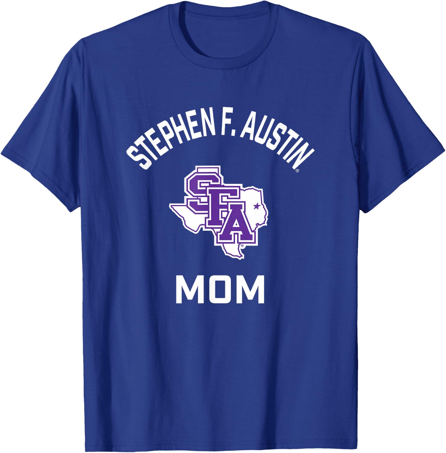 Stephen F. Austin State Lumberjacks Arched Mom T-Shirt - T-Shirt | Royal