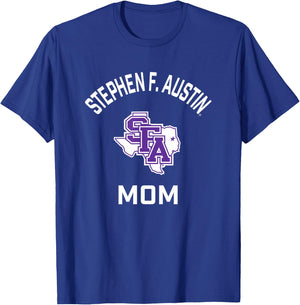 Stephen F. Austin State Lumberjacks Arched Mom T-Shirt - T-Shirt | Royal